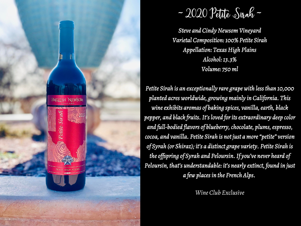 2020 Petite Sirah bottle and description