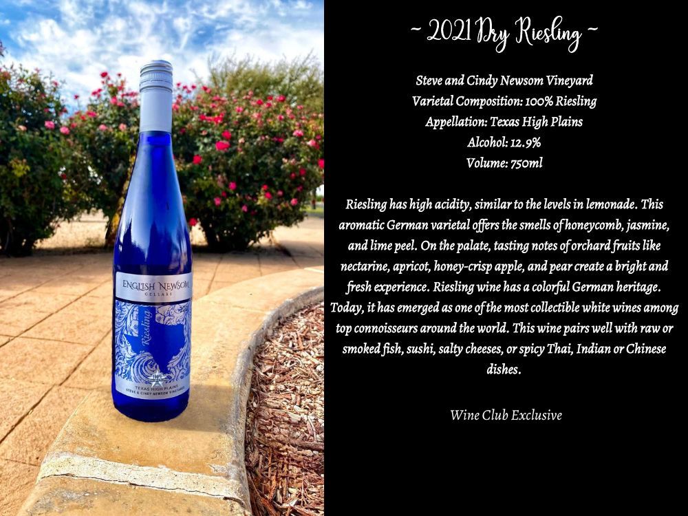 2021 Dry Riesling bottle and description
