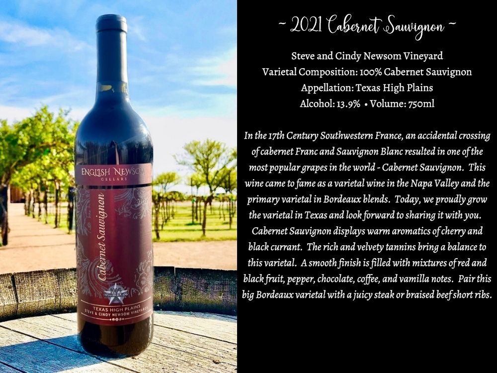 2021 Cabernet Sauvignon bottle and info