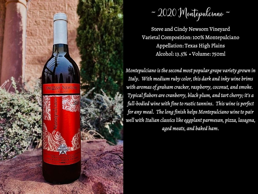 2020 Montepulciano bottle and info