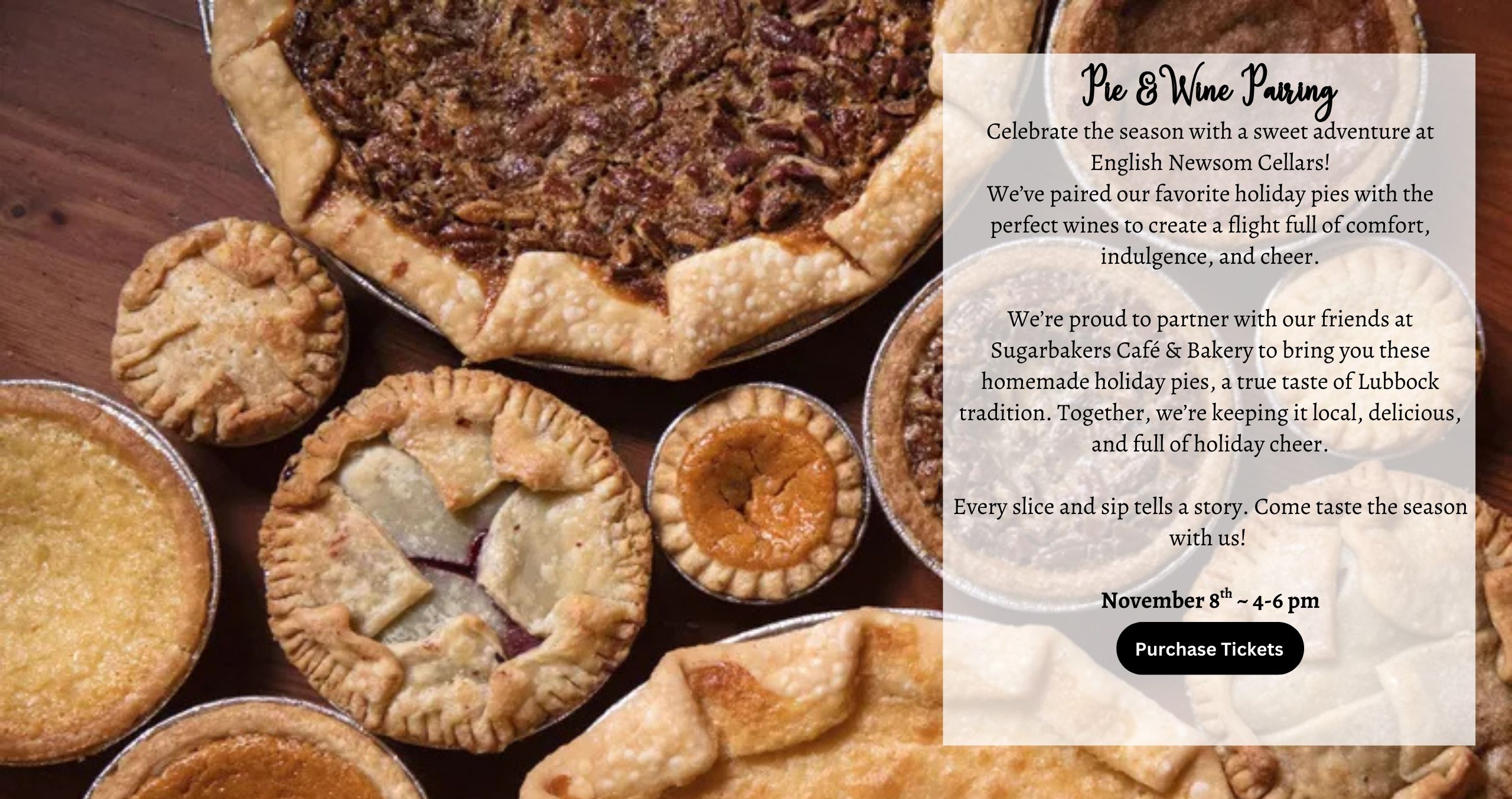 Food & wine pairing event information and ticket purchase.
