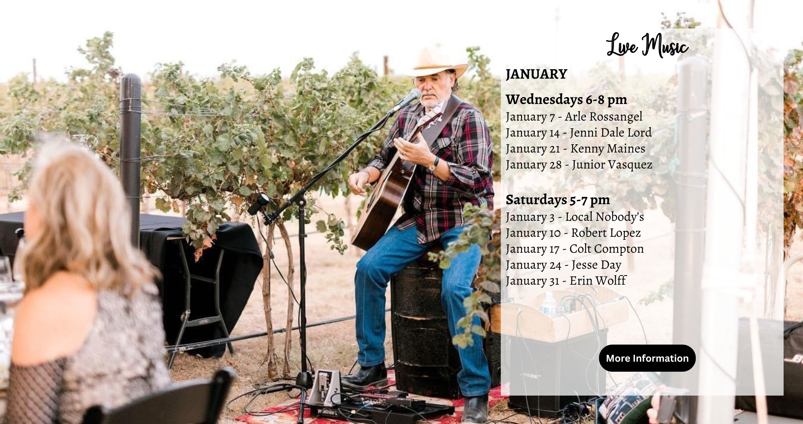 Live music for the month of January 2026